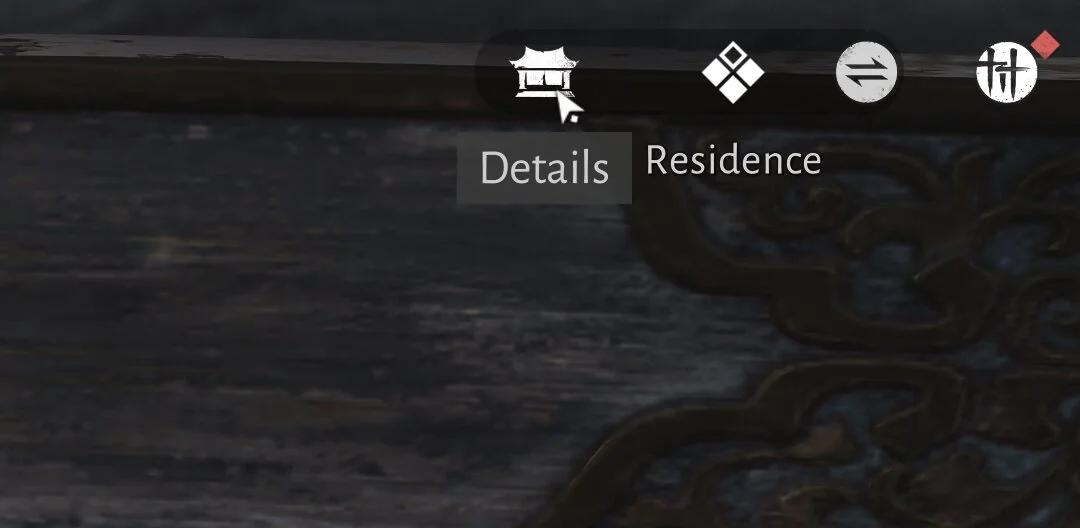 Details button on residence screen