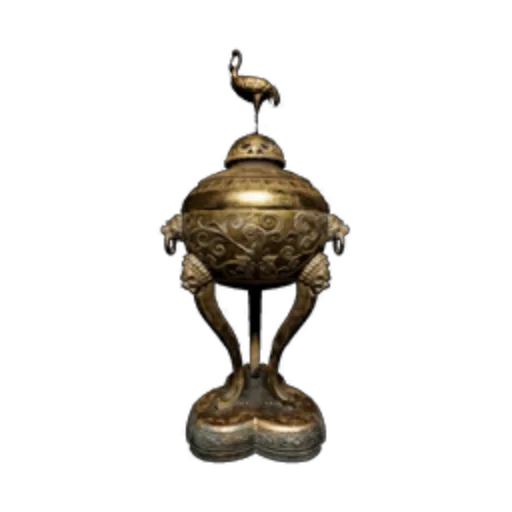 Three-Footed Standing Crane Bronze Incense Burner