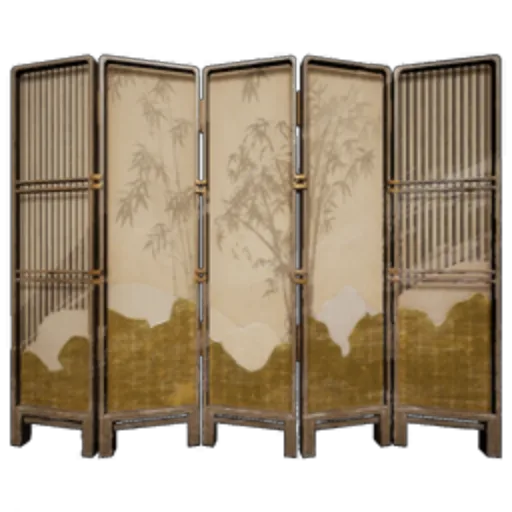 Four-Panel Green Bamboo Screen