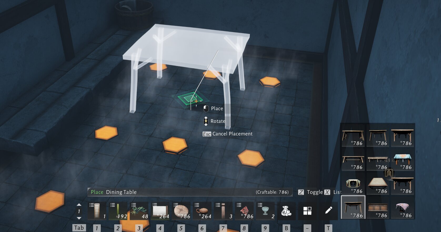 Dining table being placed over hidden heating pads