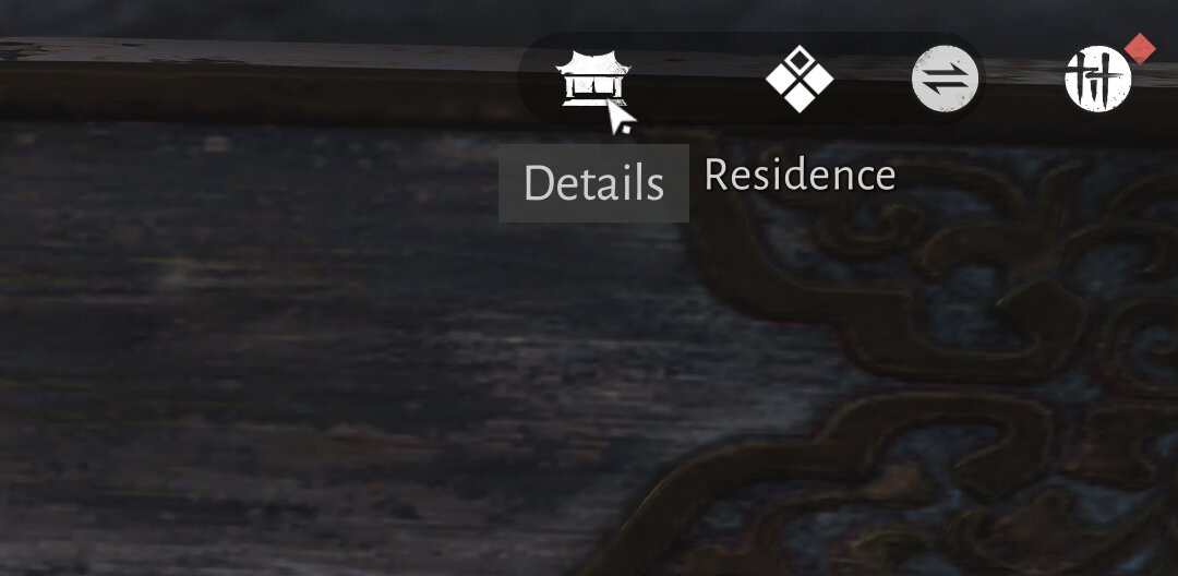 Details button on residence screen
